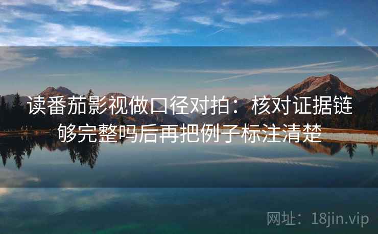读番茄影视做口径对拍：核对证据链够完整吗后再把例子标注清楚